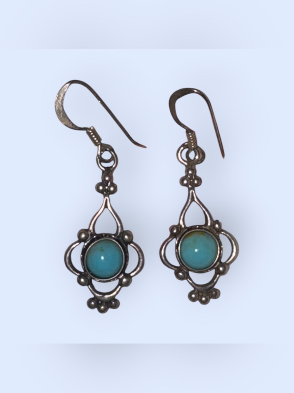 Sterling Silver Turquoise Drop Earrings - Picture 2 of 6